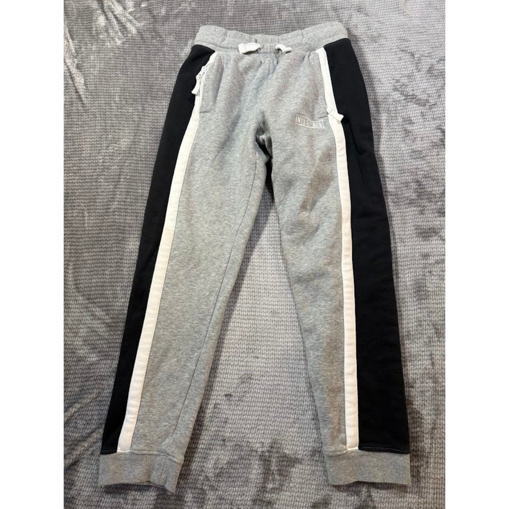 Nike Air Boys Joggers Grey Black White Fleece Sweatpants Size Large 26X26.